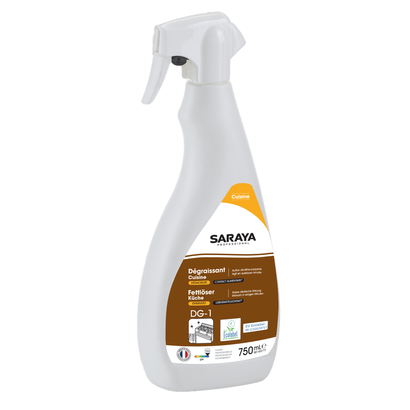 Środek do czyszczenia i odtłuszczania kuchni Saraya Ecolabel | Butelka z rozpylaczem (750 ml)