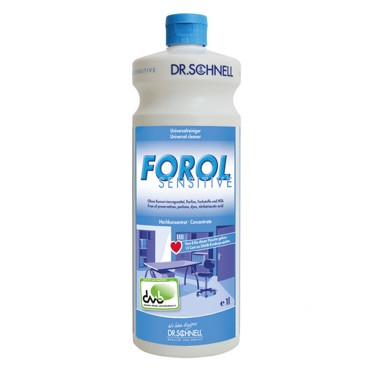 Dr. Schnell Forol Sensitive Universalreiniger, 1 l Flasche von DR.SCHNELL GmbH & Co. KGaA, duft- und farbstofffrei - ideal für die Oberflächenreinigung verschiedenster Bereiche.
