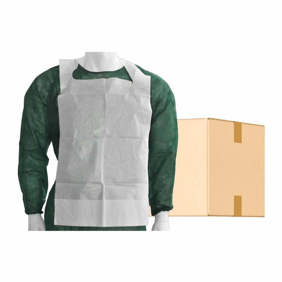 Jednorazowe śliniaki MaiMed z kieszonką do wiązania, białe, 66x37 cm - 100 szt./op. | Opakowanie (100 sztuk)