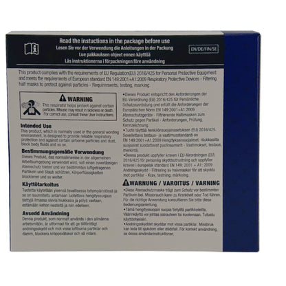 Maska oddechowa FFP2, biała, 10 sztuk. / Pudełko bez zaworu, pętle na uszy | Pudełko (10 sztuk)