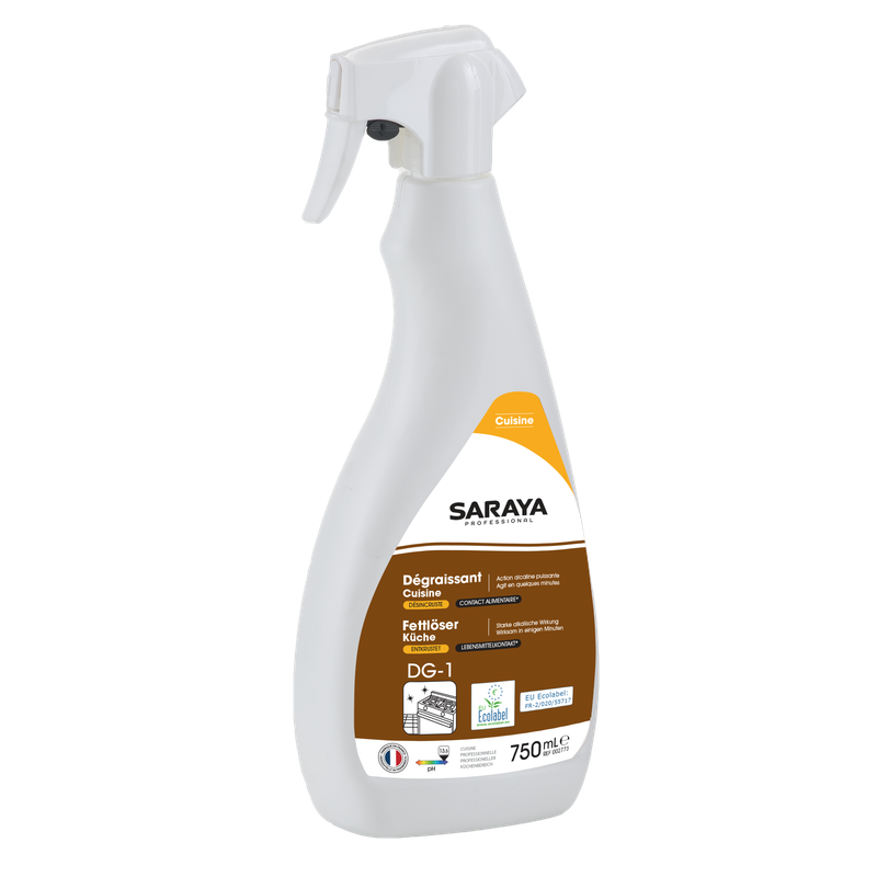 Środek do czyszczenia i odtłuszczania kuchni Saraya Ecolabel | Butelka z rozpylaczem (750 ml)