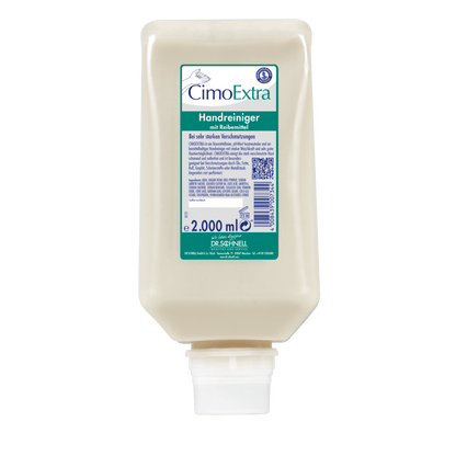 2000 ml opakowanie uzupełniające Dr. Schnell CIMOEXTRA do czyszczenia skóry w butelkach dozujących DR.SCHNELL GmbH & Co. KGaA, z białym zamknięciem i zielono-białą etykietą, idealne do delikatnego mycia rąk w systemach butelek dozujących.
