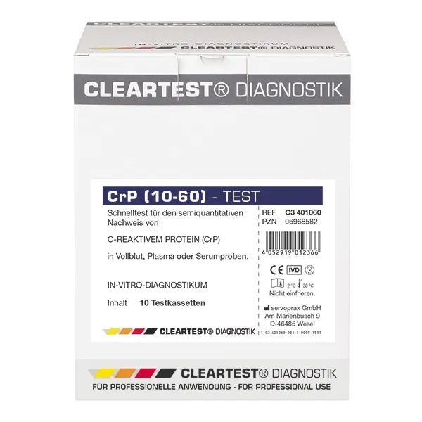Cleartest CrP HS (10/60) Wysoka czułość Odcięcie: 10 mg/l Odniesienie: 60 mg/l Opakowanie: 10 testów | Opakowanie (10 testów)