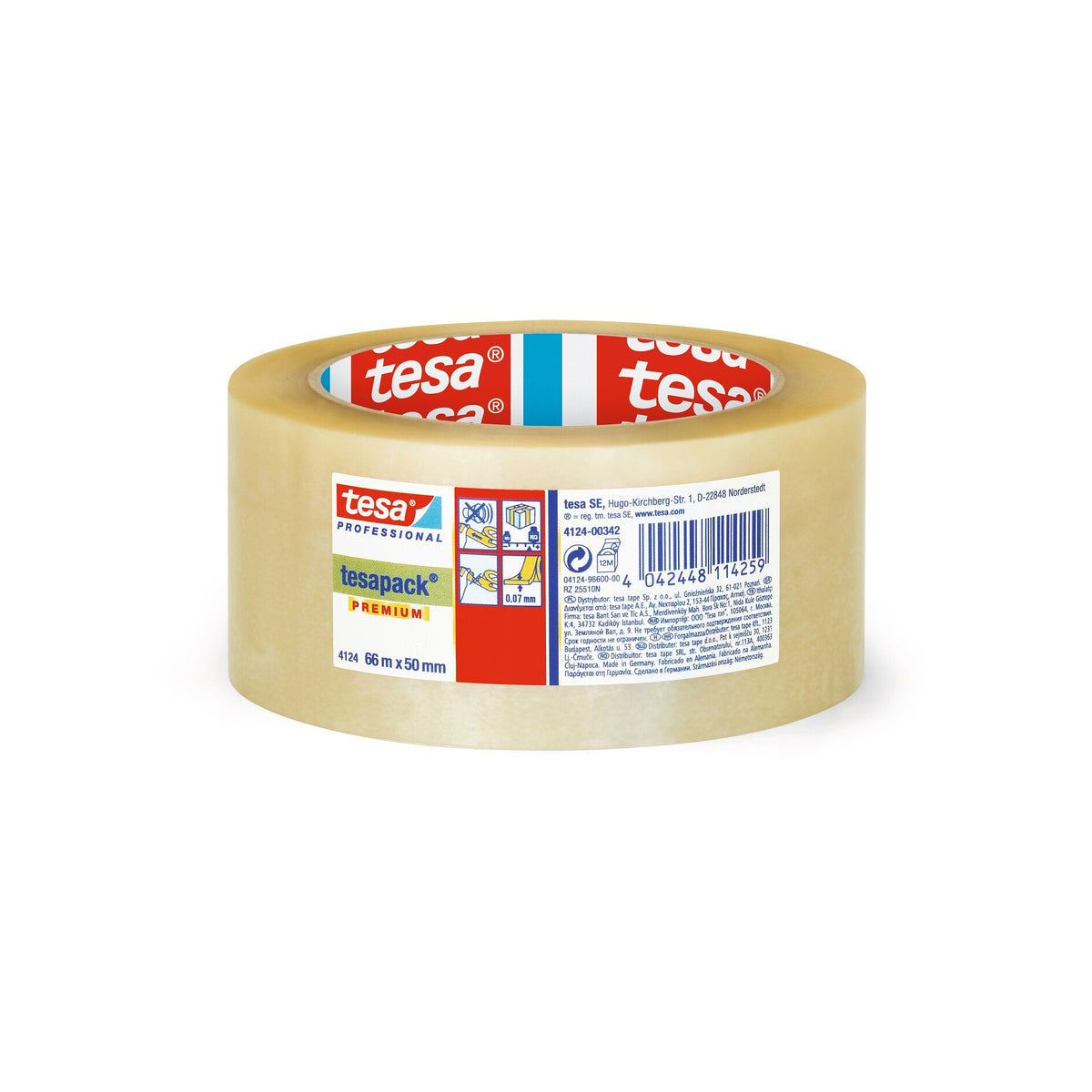 tesa Professional 4124 Packband Premium PVC, transparent, 66 m x 50 mm, Art.-Nr. 04124-00342-00