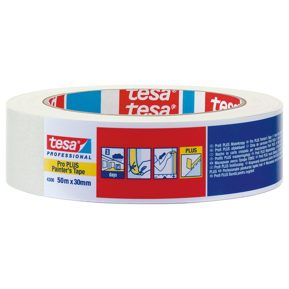 tesa Professional 4306 Profi PLUS Malerkrepp, hellbeige 50 m x 30 mm