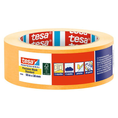 tesa Professional 4344 Präzisionskrepp Standard, orange 50 m x 38 mm