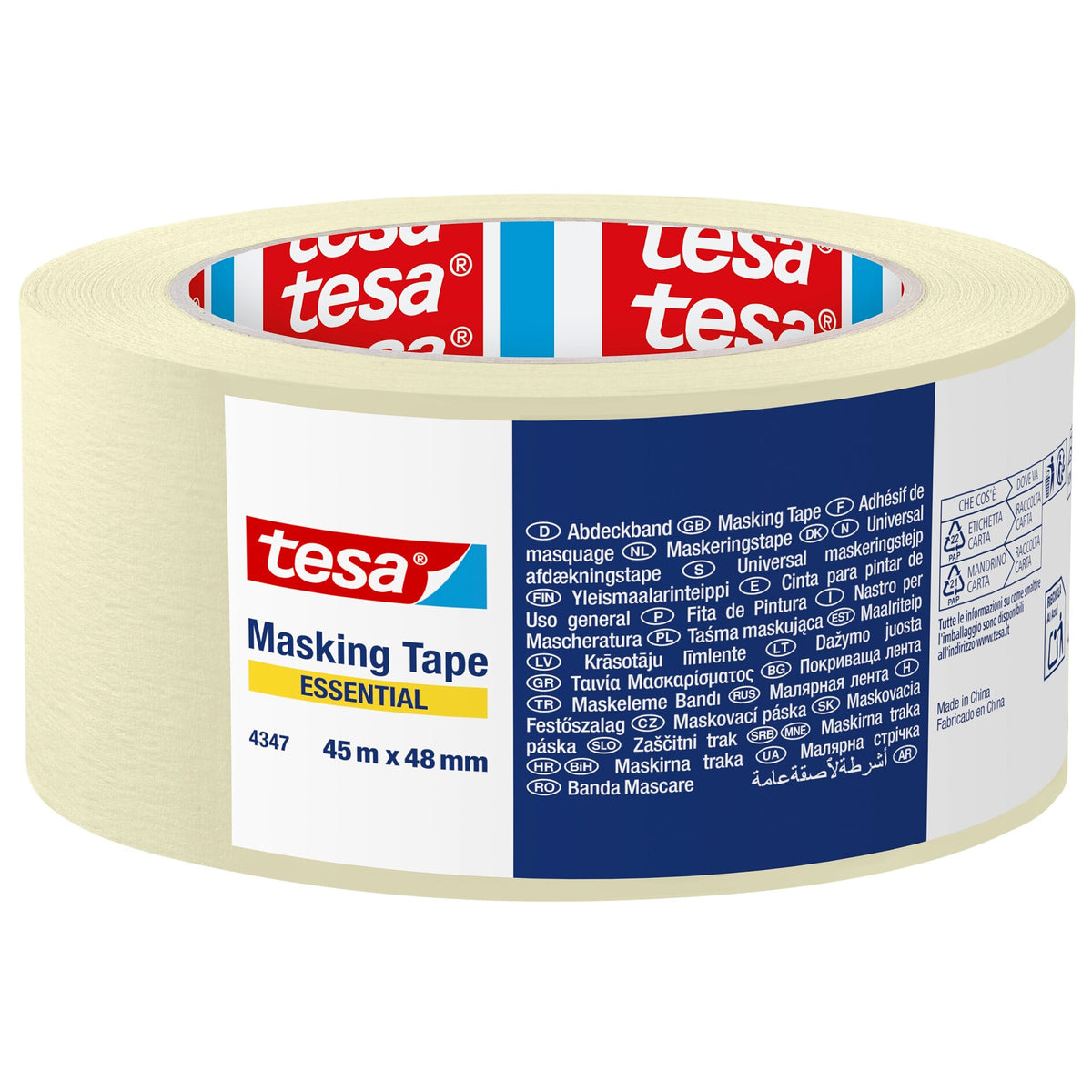 tesa 4347 Essential Papierklebeband, chamois 45 m x 48 mm