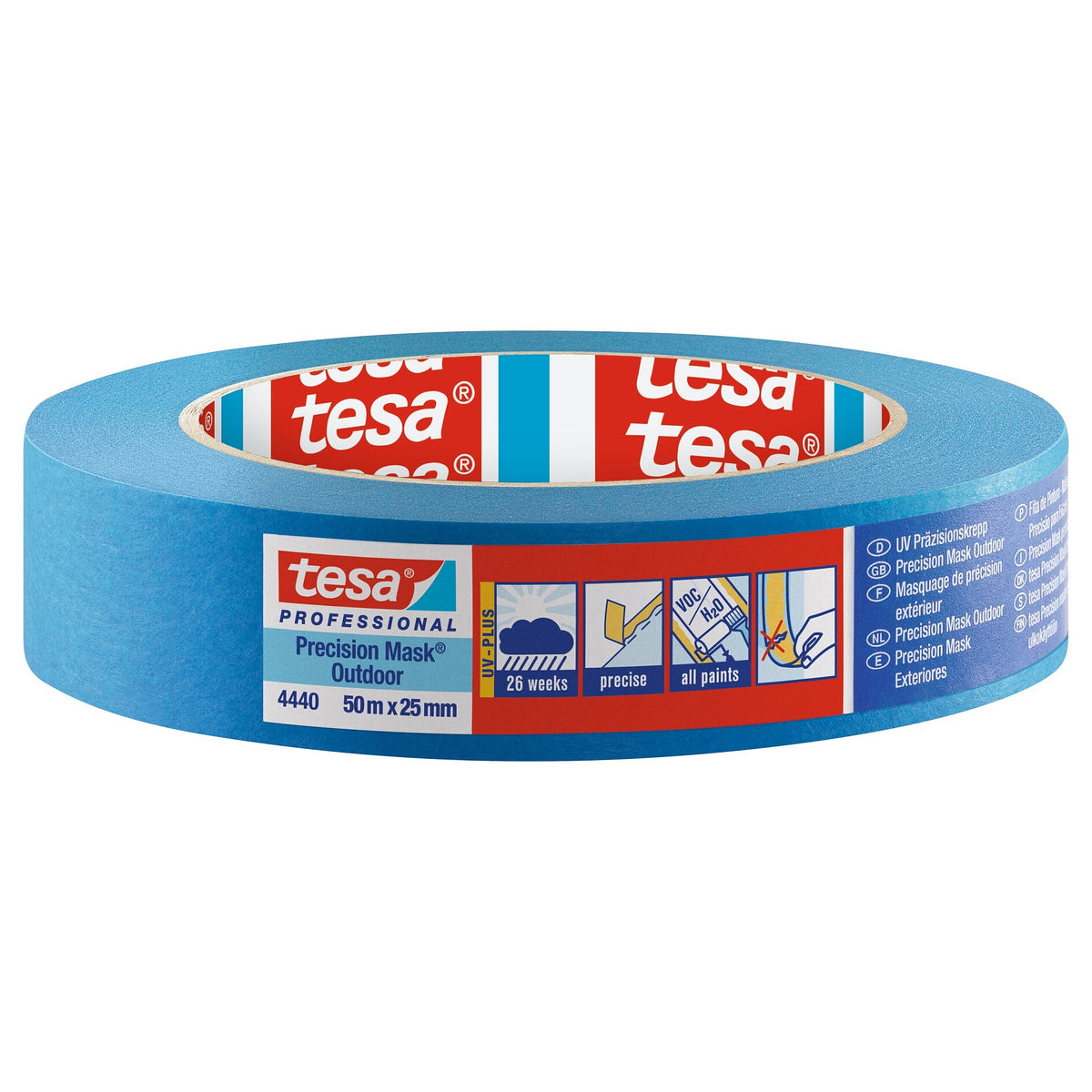 tesa Professional 4440 Präzisionskrepp Außen UV PLUS Malerband, blau 50 m x 25 mm