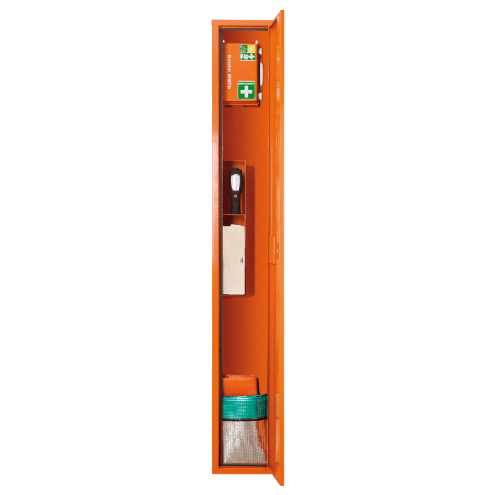 Stehschrank Erste-Hilfe-Trage orange