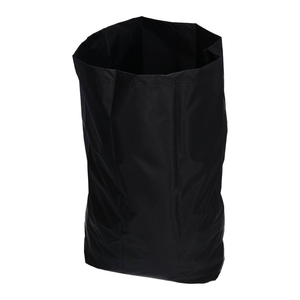 Ein großer, leerer DEISS 6508 wiederverwendbarer Abfallsack (650x870 mm, schwarz) der EMIL DEISS KG (GmbH + Co.) aus glattem, flexiblem Material steht aufrecht vor einem schlichten weißen Hintergrund.