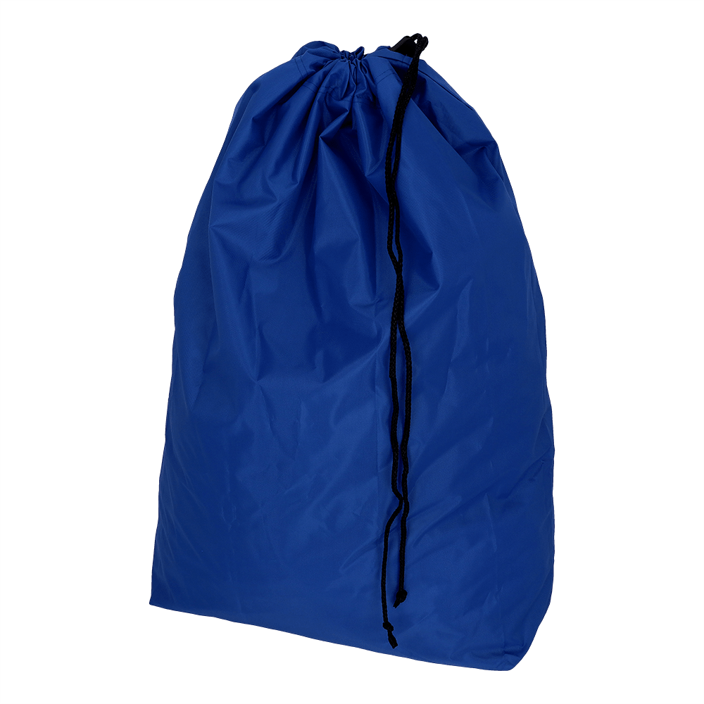 EMIL DEISS KG (GmbH + Co.) DEISS 6509 to duży niebieski worek na odpady z tkaniny (650x870 mm), który jest przedstawiony pionowo z czarnym sznurkiem. Jest sprzedawany w kartonach po 50 sztuk i jest idealny do ekologicznej utylizacji odpadów.