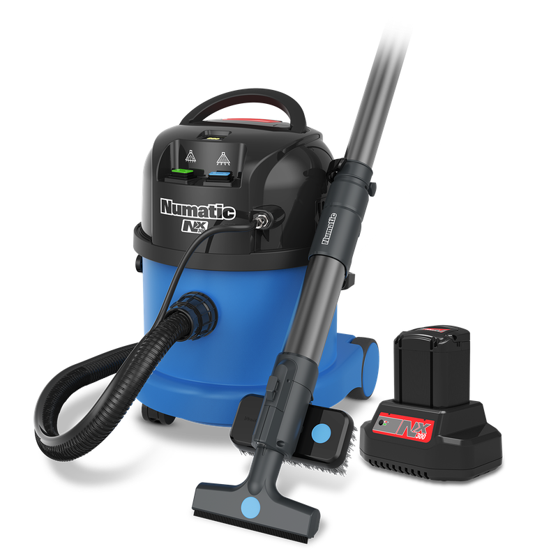 Odciąg natryskowy akumulatorowy Numatic CTB370NX/1 X-Tract, niebieski, zestaw akcesoriów CTX170 | Opakowanie (1 szt.)