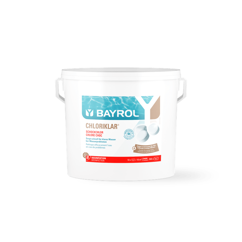 BAYROL Chloriklar® na bazie kwasu trichloroizocyjanurowego o wysokiej zawartości aktywnego chloru