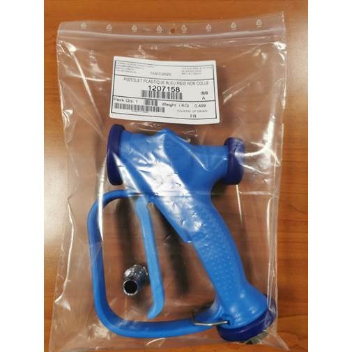 Pistolet natryskowy J2000 z szybkozłączką od Diversey Deutschland GmbH & Co. OHG jest zapieczętowany na niebiesko w przezroczystej torbie z białą etykietą i kodem kreskowym, idealny do zastosowań profesjonalnych, 1 sztuka na opakowanie.