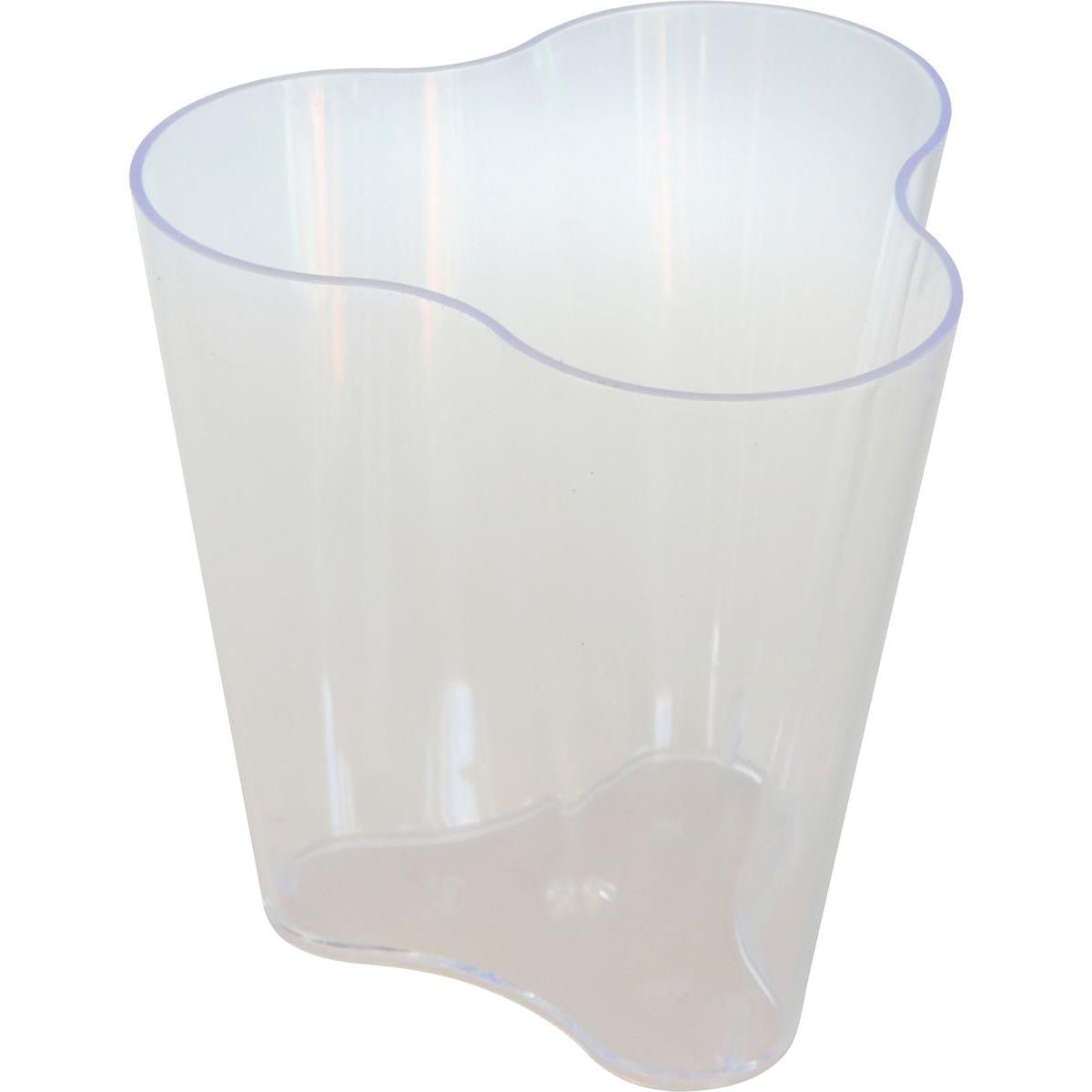 Przezroczysty, falisty pojemnik z tworzywa sztucznego firmy Duni GmbH, idealny do przechowywania Organic Puzzle, duży 64x64x68 cm - Przezroczysty design | Opakowanie (68 sztuk). Pusty pojemnik jest przedstawiony na prostym białym tle.