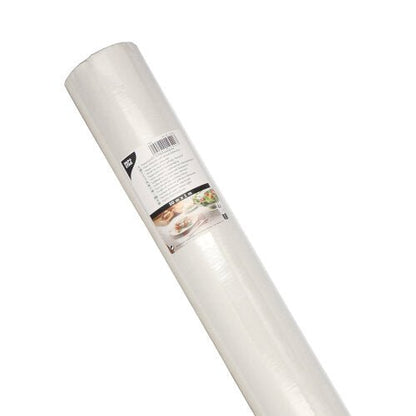Rola PAPSTAR Papierowa serwetka z wytłoczonym wzorem adamaszku, 50 m x 1 m, od PAPSTAR Spółka z ograniczoną odpowiedzialnością, opakowanie z etykietą zawierającą szczegóły produktu, eleganckim tłoczeniem w stylu adamaszku oraz świątecznymi ilustracjami potraw na specjalne okazje.