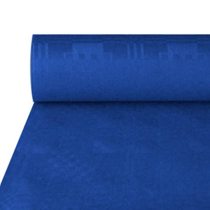 Rola PAPSTAR Papierowa serwetka z wytłoczonym wzorem adamaszku (50 m x 1 m) firmy PAPSTAR Spółka z ograniczoną odpowiedzialnością, częściowo rozwinięta w celu zaprezentowania jednolitego koloru oraz powierzchni o fakturze przypominającej adamaszek.