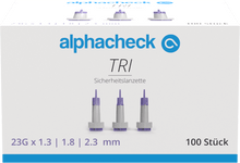 Nakłuwacze bezpieczne Alphacheck TRI 23G | Opakowanie (100 sztuk)