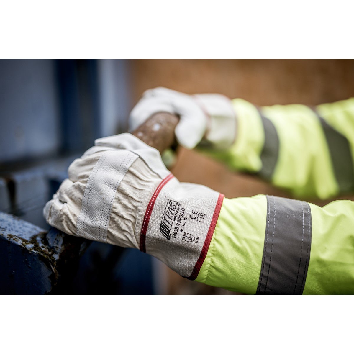 NITRAS APOLLO, rękawice licowe ze skóry bydlęcej, kolor naturalny/szary