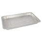 Pojemnik Starpak 3 Gastronorm to prostokątna jednorazowa forma do pieczenia z aluminium (5,2 l, 3,7 cm x 32,5 cm x 52,5 cm, 1/1), idealna do profesjonalnych kuchni i sprzedawana w zestawie 3 sztuk z folią termokurczliwą. Ilustracja na białym tle.