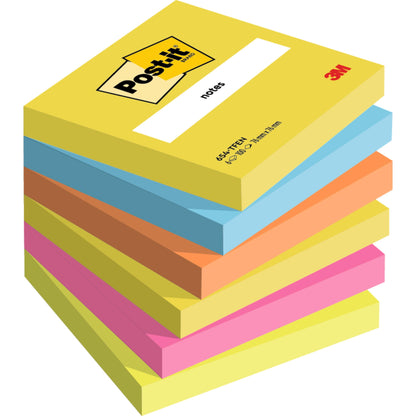 Sześciopak karteczek samoprzylepnych Post-it® Notes 76x76 mm (Energetic Collection) od 3M Deutschland GmbH, z 100 kartkami na blok w różnych kolorach. Wykonane w 100% z papieru certyfikowanego przez PEFC (SGSCH-PEFC-COC-110078) dla zrównoważonego rozwoju.