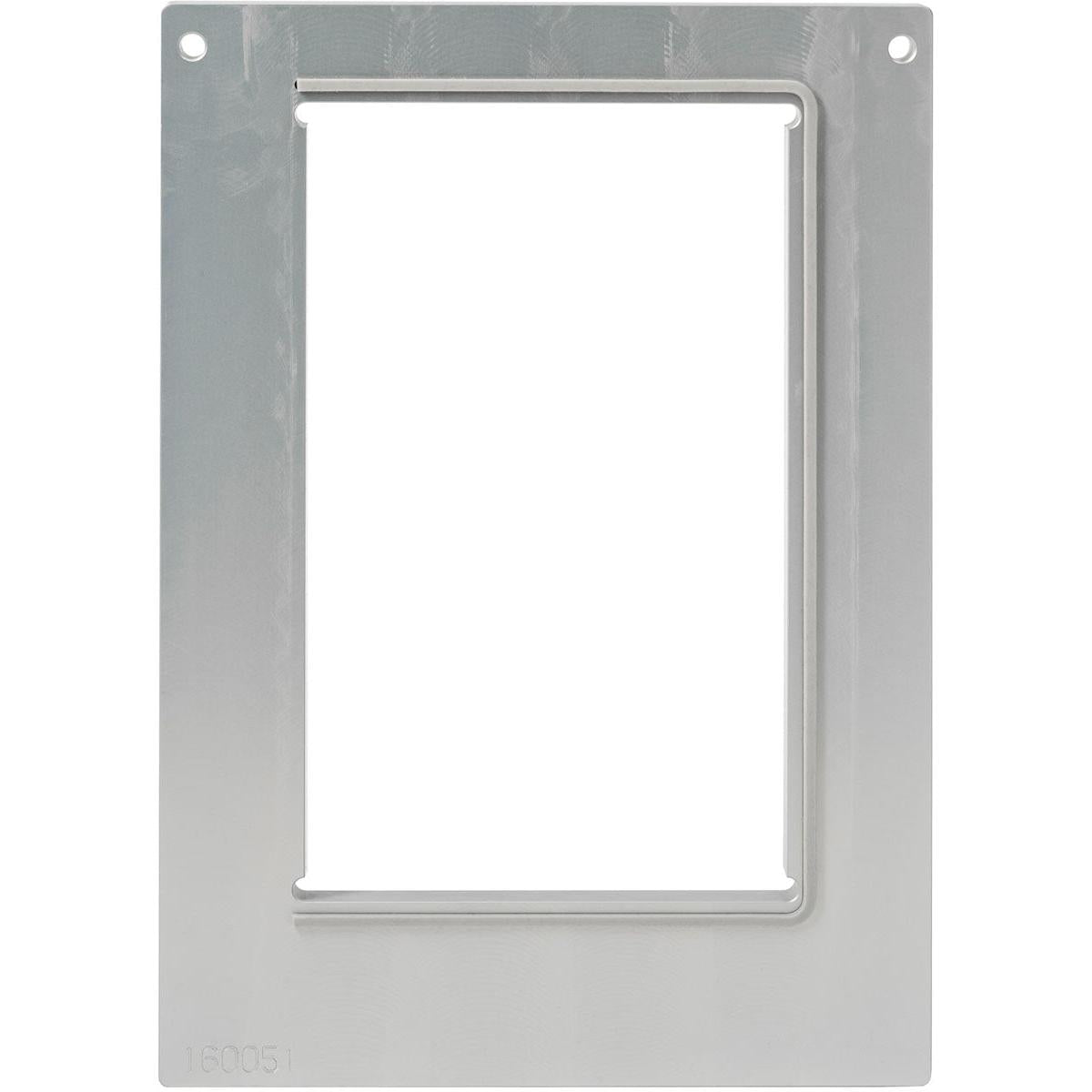 Prostokątna metalowa rama do kasety DF10/20 dla pudełka kartonowego, prostokątna, M, 900 ml od Duni GmbH posiada duże centralne wycięcie i cztery otwory narożne. Numer 160051 jest wygrawerowany w lewym dolnym rogu, na białym tle.