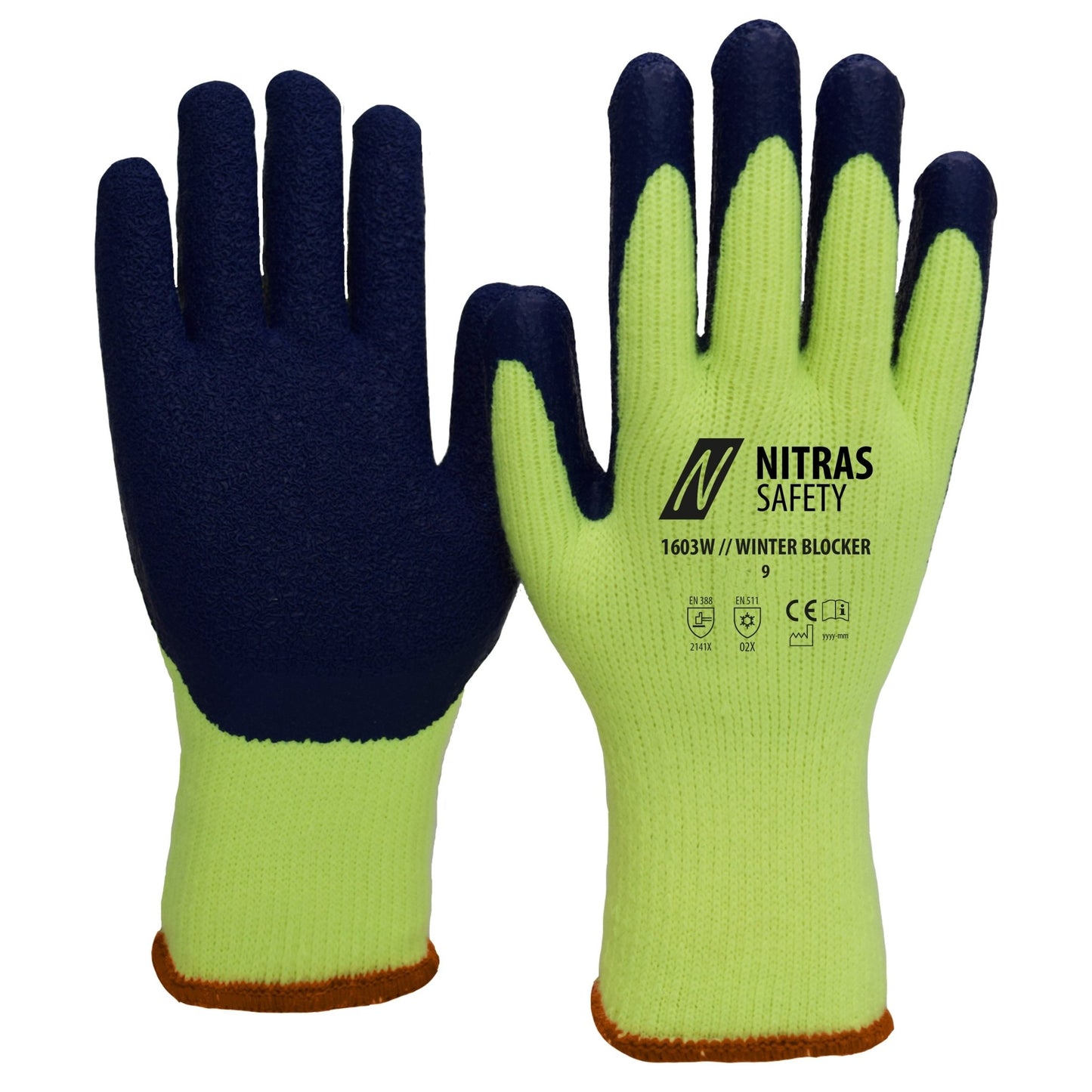 NITRAS WINTER BLOCKER, rękawiczki zimowe, neonowożółty/niebieski