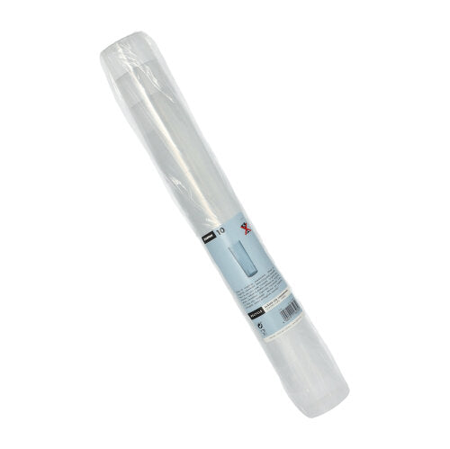 Rolka przezroczystych woreczków w przezroczystym opakowaniu z biało-niebieską etykietą Starpak – idealna do przyjaznego dla środowiska przechowywania razem z twoimi szklankami Starpak 10 wielokrotnego użytku na long drinki.