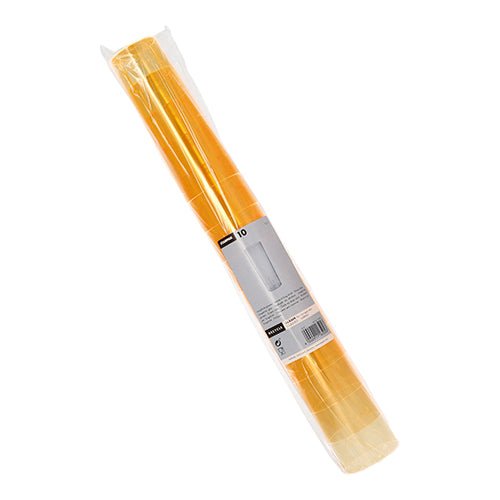 Rolka przezroczystego plastiku otacza dziesięć szklanek Starpak do long drinków (PS 0,3 l, Ø5,85 cm × 15,2 cm) z biało-szarym etykietą z nazwą marki Starpak, informacjami o produkcie i kodem kreskowym w środku.