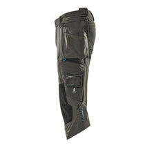 Spodnie trzy czwarte, wiszące kieszenie, elastyczne spodnie trzy czwarte, ciemny antracyt