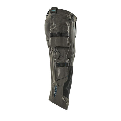 Spodnie trzy czwarte, wiszące kieszenie, elastyczne spodnie trzy czwarte, ciemny antracyt