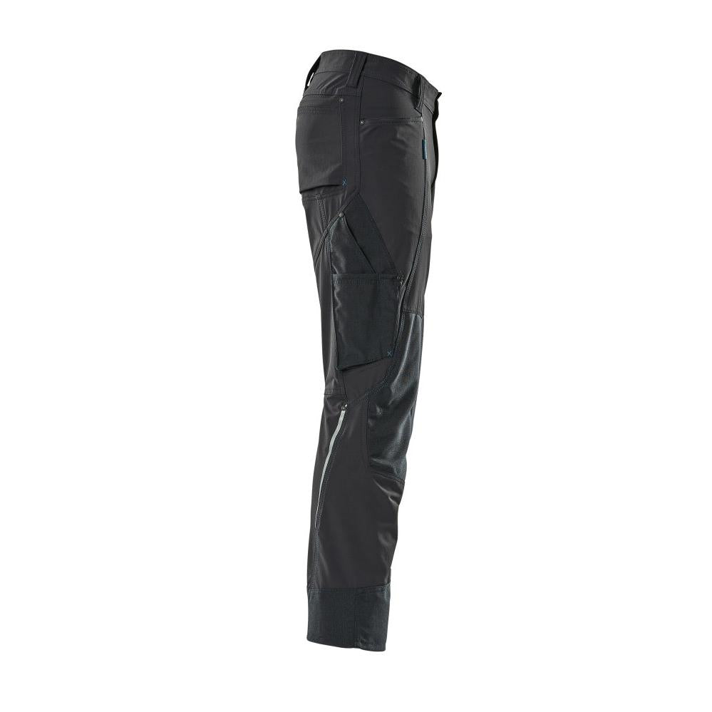 Spodnie z kieszeniami na kolanach, stretch, jasne spodnie, czarno-niebieskie