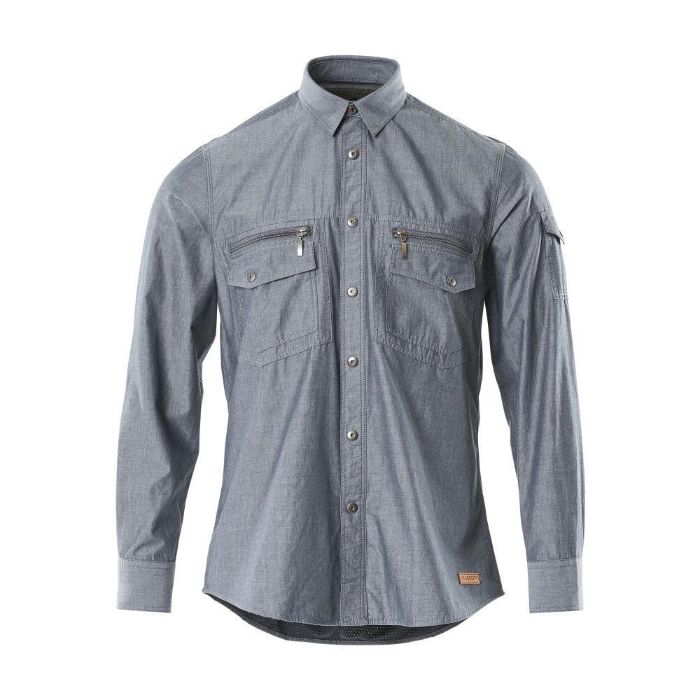 Koszula chambray z siateczkową podszewką, sprany ciemny denim