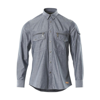 Koszula chambray z siateczkową podszewką, sprany ciemny denim