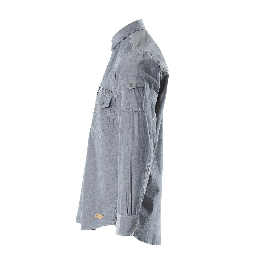 Koszula chambray z siateczkową podszewką, sprany ciemny denim