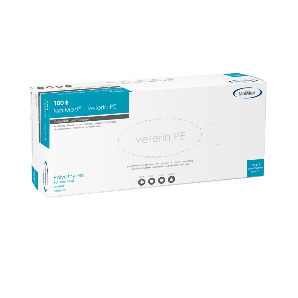 Rękawice weterynaryjne MaiMed-veterin PE 90cm, pomarańczowe, 100 szt./karton | Pudełko (100 sztuk)