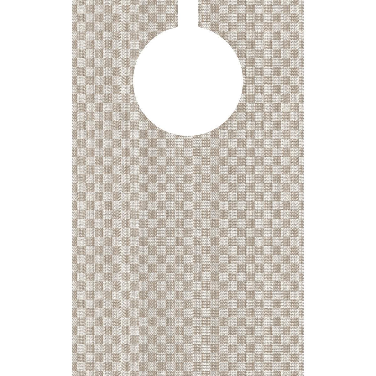 Śliniak Dunisoft 40x65 cm - Grubben od Duni GmbH to beżowo-biały śliniak w kratkę z dużym, okrągłym górnym wycięciem, dzięki czemu idealnie nadaje się jako chłonny śliniak do placówek opiekuńczych. Opakowanie zawiera 50 sztuk, wysokiej jakości i praktyczne.