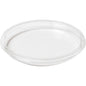 Przezroczysta, płaska pokrywka do misek Deli Crystal firmy Duni GmbH (rPET, 120x120x14 mm, 35 sztuk) jest przedstawiona na białym tle. Przezroczysta pokrywka ma lekko podwyższone krawędzie - idealne dla gastronomii.