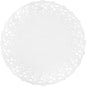 Koronki okrągłe Duni GmbH to okrągła, biała, koronkowa serwetka z papieru z solidnym środkiem, idealna na eleganckie wesela lub wydarzenia.