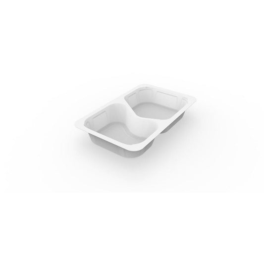 Das Duni GmbH 1/4 GN Menüschalen 2 Weiß PP/MIN 265x162x43 mit zwei Fächern ist perfekt für die Gastronomie geeignet und wird in einer Packung mit 225 Stück geliefert.