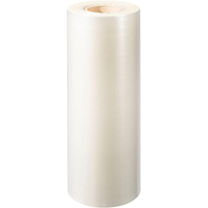 Duża rolka folii PP Antifog firmy Duni GmbH z kartonowym rdzeniem stoi pionowo na białym tle - idealna do pakowania żywności.