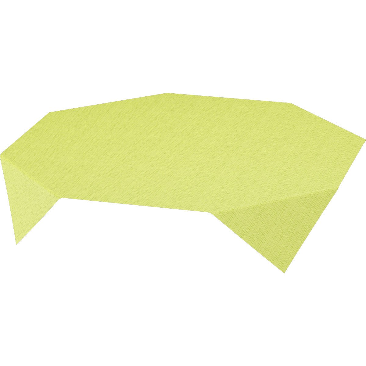 Obrus Dunisilk MD 84x84 cm Linnea kiwi firmy Duni GmbH wykonany z wysokiej jakości tkaniny pokrywa stół swoim jasnym żółto-zielonym odcieniem i kanciastymi, drapowanymi rogami. Opakowanie zawiera 20 sztuk.