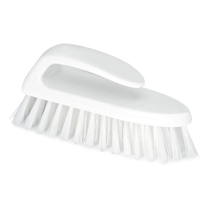 Szczotka do mycia Nölle Profi Brush HACCP z uchwytem (18 cm, twarde włosie 0,5 mm) marki Nölle Profi Brush Bürsten- & Pinseltechnik e.K. leży ukośnie na prostym białym tle.