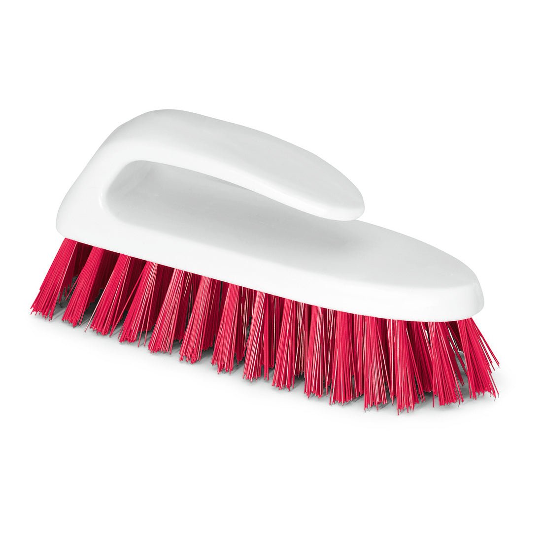 Szczotka do mycia Nölle Profi Brush HACCP z uchwytem (18 cm, 0,5 mm twarde włosie) od Nölle Profi Brush Bürsten- & Pinseltechnik e.K. leży na białej powierzchni.