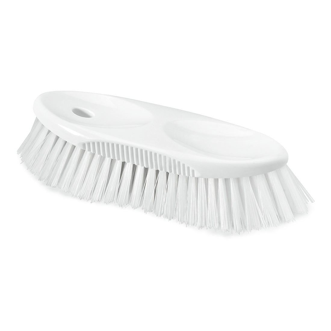 Szczotka do czyszczenia dzbanków HACCP Nölle Profi Brush (19 cm, twarde włosie 0,5 mm) od Nölle Profi Brush Bürsten- & Pinseltechnik e.K. to biała szczotka z tworzywa sztucznego o sztywnym włosiu i owalnym uchwycie z dwoma wgłębieniami, przedstawiona na prostym białym tle.