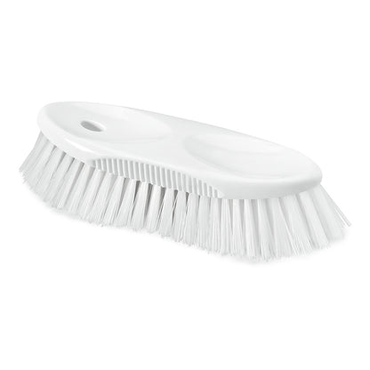Szczotka do czyszczenia dzbanków HACCP Nölle Profi Brush (19 cm, twarde włosie 0,5 mm) od Nölle Profi Brush Bürsten- & Pinseltechnik e.K. to biała szczotka z tworzywa sztucznego o sztywnym włosiu i owalnym uchwycie z dwoma wgłębieniami, przedstawiona na prostym białym tle.
