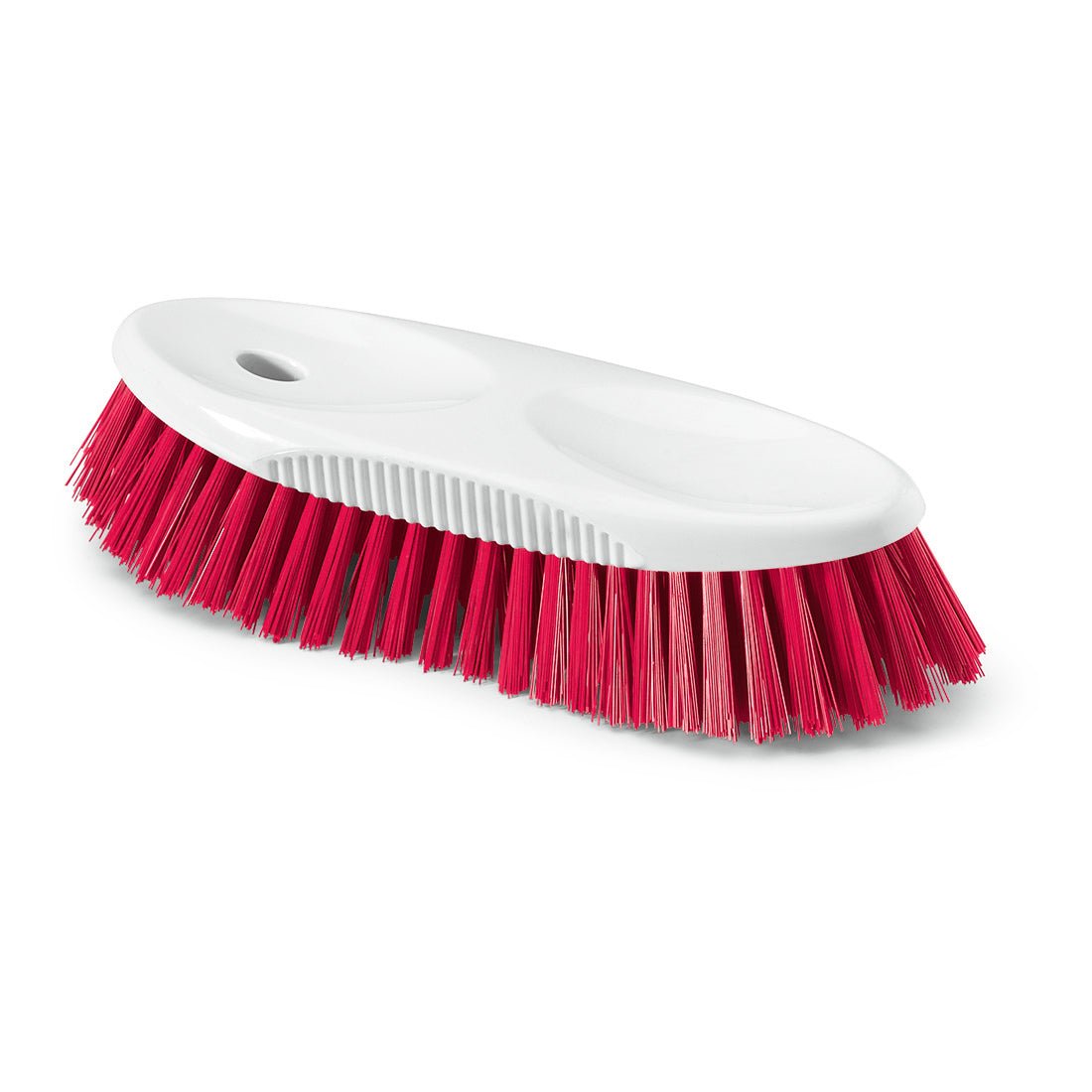 Szczotka do czyszczenia dzbanków HACCP Nölle Profi Brush 19 cm ma biały uchwyt z tworzywa sztucznego i gęsto upakowane czerwone twarde włosie o grubości 0,5 mm, przedstawiona na białym tle. Marka: Nölle Profi Pinsel Bürsten- & Pinseltechnik e.K.