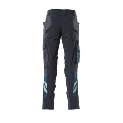 Spodnie, kieszenie na kolanach, spodnie ULTIMATE STRETCH, czarno-niebieskie