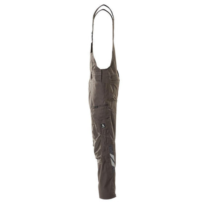 Ogrodniczki, kieszenie na kolanach, wstawki ze stretchu Ogrodniczki w kolorze ciemnego antracytu