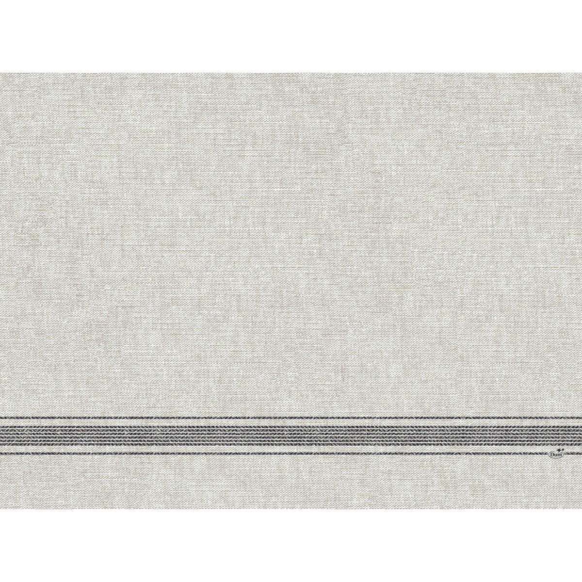 Podkładki stołowe Dunicel 30 x 40 cm Cocina black firmy Duni GmbH mają beżową, teksturowaną powierzchnię z pięcioma równoległymi czarnymi paskami w dolnej części, jednolite tło i są dostarczane w opakowaniu po 100 sztuk.